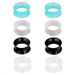 Stuppendux 4Pairs Silicone Flexible Ear Skin Tunnels Plugs Expanders Gauges Hollow Body Piercing 2G-3/4 6-20MM in Saudi Arabia