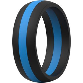 خواتم زفاف من السيليكون ThunderFit للرجال بأخاديد داخلية تسمح بمرور الهواء - إصدار قابل للتنفس - أربطة خطوبة مطاطية - عرض 8.5 مم - سمك 2.5 مم in Kuwait