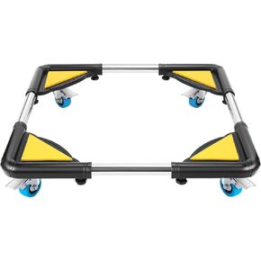 Furniture Dolly, Adjustable Washer Roller Stand with 4 Locking Swivel Wheels, Mobile Base Stand for Washer, Dryer, Refrigerator, Cabinet, Black