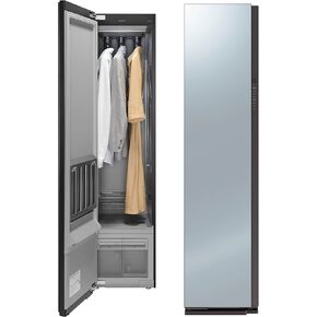SAMSUNG 18" AirDresser 3 Hanger Clothing Care System w/ Steam Refresh, Sanitizer, Air Dresser Cabinet Steamer for Clothes, Garments, Relaxes Wrinkles DF60A8500CG/A1, Crystal Mirror in Saudi Arabia