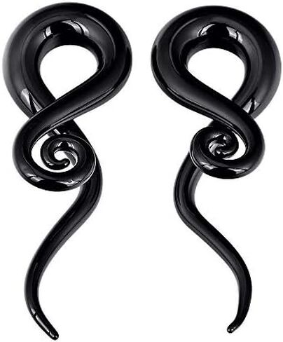 Oyaface 2 PC Glass Ear Tapers Plugs 4G-14mm Teardrop Spiral Gauges Piercing Jewerlry Set in Saudi Arabia