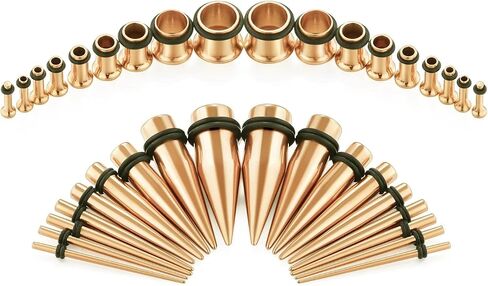vcmart 14G-00G 36 pcs Ear Gauges Stretching Kit Tapers Plugs Eyelets Implant Grade Steel in Saudi Arabia