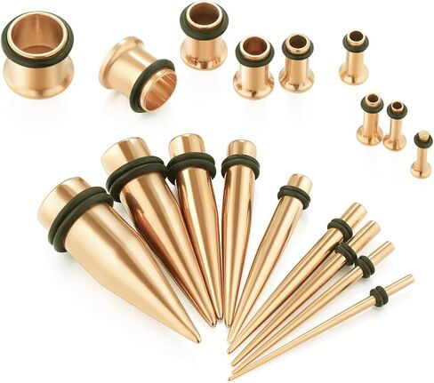 vcmart 14G-00G 36 pcs Ear Gauges Stretching Kit Tapers Plugs Eyelets Implant Grade Steel in Saudi Arabia