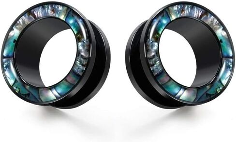 KUBOOZ Ear Plug Tunnel Gauge Stretcher Piercing Green Seashell Floral Stainless Steel Screw in Kuwait
