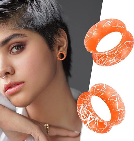 Qmcandy 10 Pairs 2g-1" Colorful Soft Silicone Ear Tunnels Kit Hollow Flexible Ear Stretching Set in Saudi Arabia