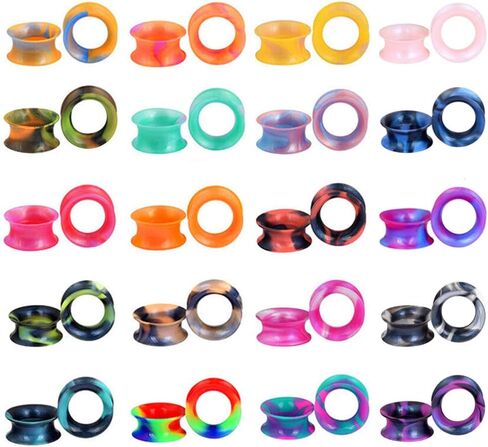 Longbeauty 40PCS Soft Silicone Ear Gauges Flesh Tunnels Plugs Stretchers Expander Camouflage Pattern Ear Piercing 2g-16mm in Kuwait