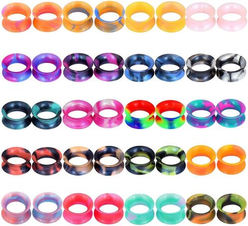 Longbeauty 40PCS Soft Silicone Ear Gauges Flesh Tunnels Plugs Stretchers Expander Camouflage Pattern Ear Piercing 2g-16mm in Kuwait