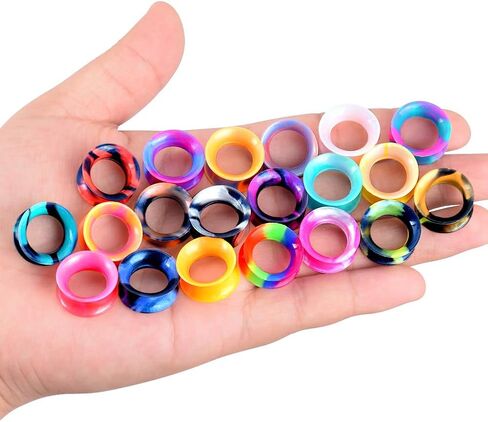 Longbeauty 40PCS Soft Silicone Ear Gauges Flesh Tunnels Plugs Stretchers Expander Camouflage Pattern Ear Piercing 2g-16mm in Kuwait