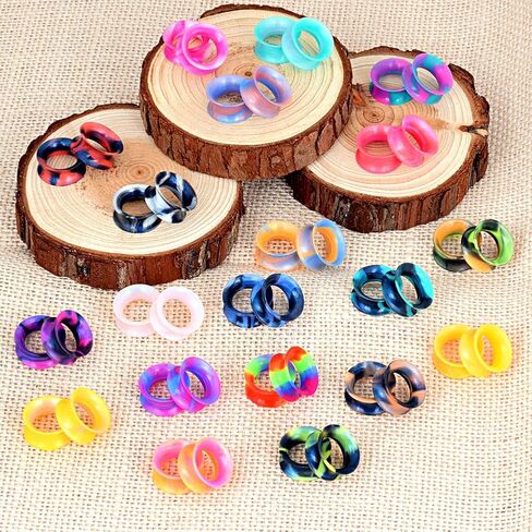 Longbeauty 40PCS Soft Silicone Ear Gauges Flesh Tunnels Plugs Stretchers Expander Camouflage Pattern Ear Piercing 2g-16mm in Kuwait
