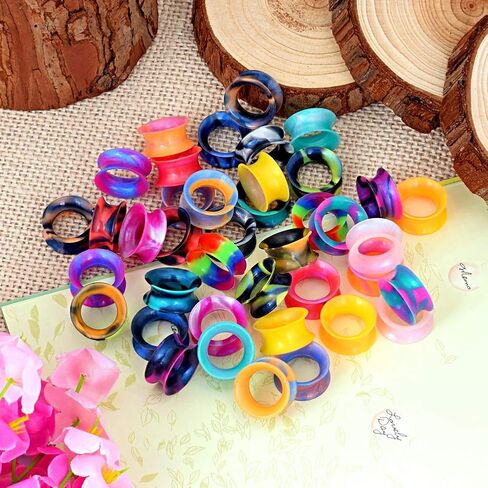 Longbeauty 40PCS Soft Silicone Ear Gauges Flesh Tunnels Plugs Stretchers Expander Camouflage Pattern Ear Piercing 2g-16mm in Kuwait