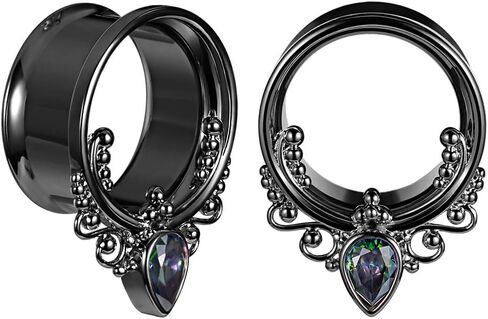 COOEAR 1 Pair Surgical Steel Ear Gauges Double Flared Seashell Ear Tunnels and Plugs Earrings Stretcher. in Kuwait