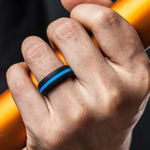 ThunderFit Silicone Wedding Rings for Men Breathable Airflow Inner Grooves - Breathable Edition Rubber Engagement Bands - 8.5mm Wide - 2.5mm Thick in Saudi Arabia