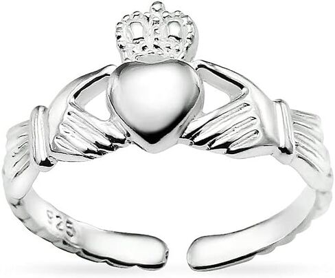 Silverline Jewelry - 925 Sterling Silver Classic Irish Claddagh Open Adjustable Toe Ring in Saudi Arabia