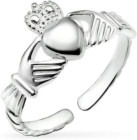 Silverline Jewelry - 925 Sterling Silver Classic Irish Claddagh Open Adjustable Toe Ring in Saudi Arabia
