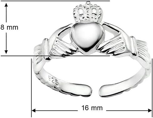 Silverline Jewelry - 925 Sterling Silver Classic Irish Claddagh Open Adjustable Toe Ring in Saudi Arabia