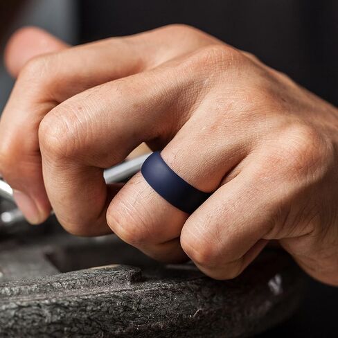 ThunderFit Silicone Wedding Ring for Men - Rubber Engagement Band - Width 8.0mm Thickness 2.0mm in Saudi Arabia