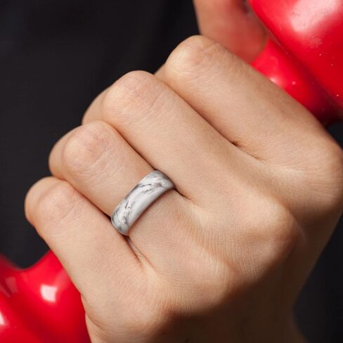 ThunderFit Silicone Wedding Ring for Men - Rubber Engagement Band - Width 8.0mm Thickness 2.0mm in Saudi Arabia