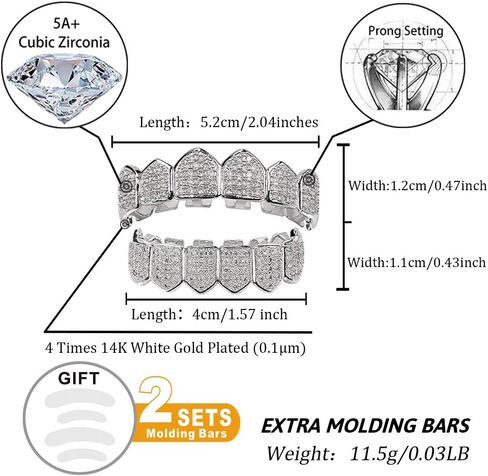 شوايات الماس من TOPGRILLZ لأسنانك للنساء مطلية بالذهب عيار 18 قيراط مثلج بالكامل من تشيكوسلوفاكيا مصاص دماء الجزء العلوي والسفلي من فم الوجه للرجال مع قضبان قولبة إضافية زي تنكري in Kuwait