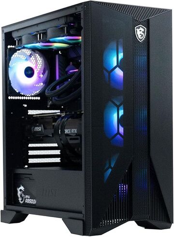 كمبيوتر مكتبي للألعاب MSI Aegis RS، Intel Core i7-12700KF، GeForce RTX 3060 Ti، ذاكرة 16 جيجابايت (Dual-CHL)، 1 تيرابايت NVMe SSD، WiFi 6E، تبريد سائل، USB Type-C، Win11 Home، لوحة مفاتيح وماوس (12TG-) 285US) in Saudi Arabia