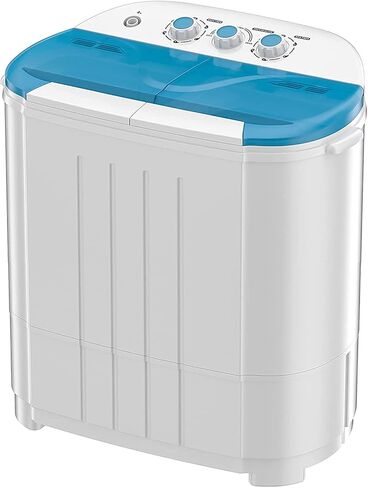 Auertech Portable Washing Machine, 14lbs Mini Twin Tub Washer Compact Laundry Machine with Built-in Gravity Drain Time Control, Semi-automatic 9lbs Washer 5lbs Spinner for Dorms, Apartments, RVs in Kuwait