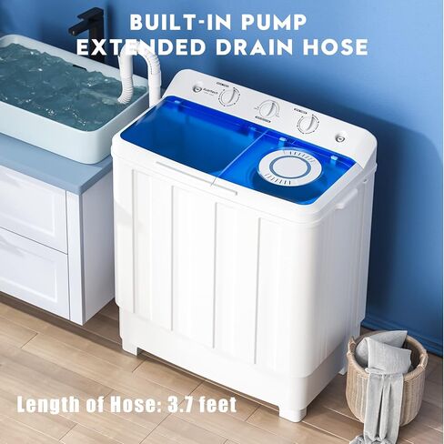Auertech Portable Washing Machine, 28lbs Mini Twin Tub Washer Compact Laundry Machine with drain dump, Time Control, Semi-automatic 18lbs Washer 10lbs Spinner for Dorms, Apartments, RVs (28 lbs) in Kuwait