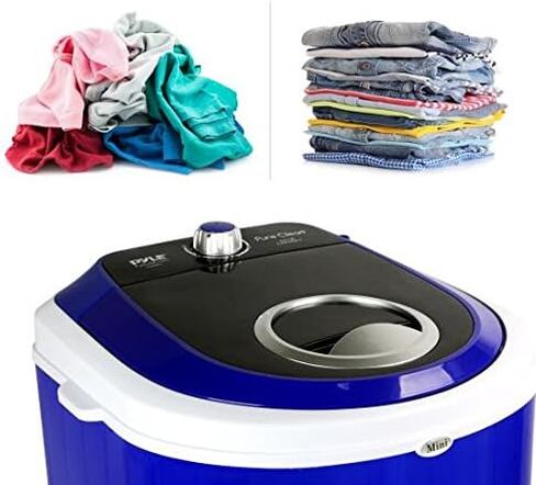 Pyle Upgraded Version Portable Washer - Top Loader Portable Laundry, Mini Washing Machine, Quiet Washer, Rotary Controller, 110V - For Compact Laundry, 4.5 Lbs. Capacity, Translucent Tubs in Saudi Arabia