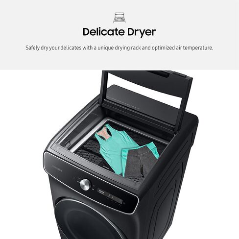 SAMSUNG 7.5 Cu. Ft. Smart Dial Gas Dryer with FlexDry, Dry 2 Loads in 1 Large Capacity Machine, Super Speed 30 Minute Clothes Drying Cycle, WiFi Connected Control, DVG60A9900V/A3, Brushed Black in Saudi Arabia