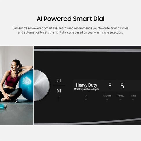 SAMSUNG 7.5 Cu. Ft. Smart Dial Gas Dryer with FlexDry, Dry 2 Loads in 1 Large Capacity Machine, Super Speed 30 Minute Clothes Drying Cycle, WiFi Connected Control, DVG60A9900V/A3, Brushed Black in Saudi Arabia
