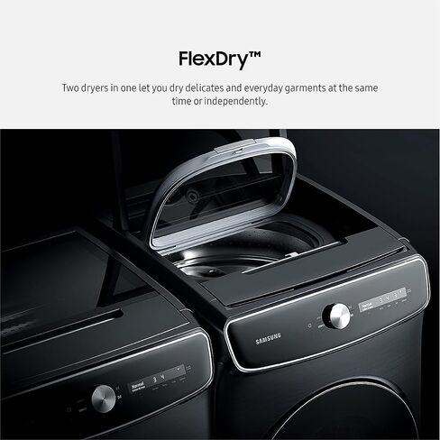 SAMSUNG 7.5 Cu. Ft. Smart Dial Gas Dryer with FlexDry, Dry 2 Loads in 1 Large Capacity Machine, Super Speed 30 Minute Clothes Drying Cycle, WiFi Connected Control, DVG60A9900V/A3, Brushed Black in Saudi Arabia