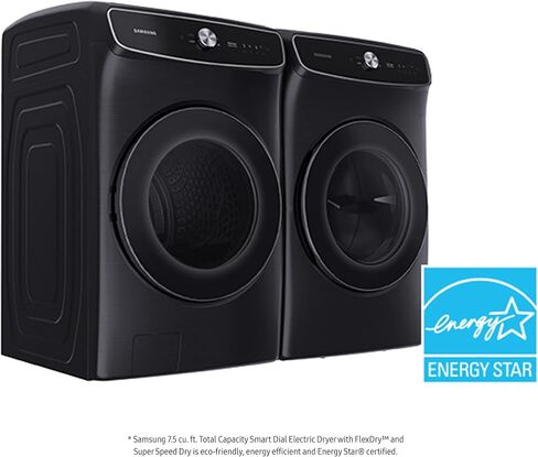 SAMSUNG 7.5 Cu. Ft. Smart Dial Gas Dryer with FlexDry, Dry 2 Loads in 1 Large Capacity Machine, Super Speed 30 Minute Clothes Drying Cycle, WiFi Connected Control, DVG60A9900V/A3, Brushed Black in Saudi Arabia