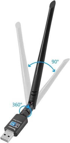 WiFi Adapter 600mbps，Techkey Wireless USB Adapter Dual Band 2.4GHz/5GHz LAN Card 802.11ac Network Card for Desktop Laptop PC Support Windows 10 / 8.1 / 8 / 7 / XP / Vista in Kuwait