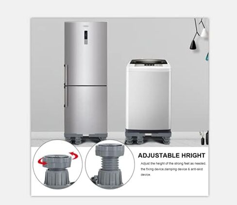 I'SMARTMOON Mini-Fridge-Stand 4 Strong Feet，Adjustable Dolly Washing Machine Stand Base，plant stand，for Furniture Portable Refrigerator Dryer Stand (Black 4-feet Bold) in Saudi Arabia