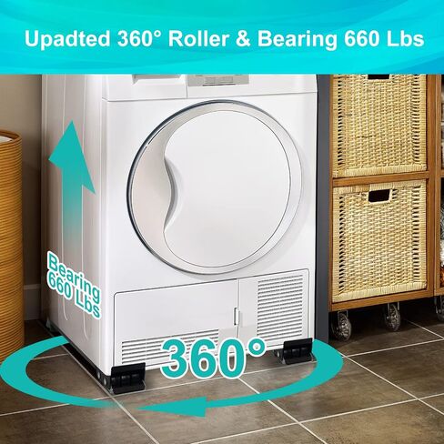 4PCS Extendable Furniture Appliances Rollers, Mover Tools with 24 Roller & Brake Equipment for Heavy Washing Dryer Machine Refrigerator Strong Base Stand Mobile Wheels Black in Kuwait