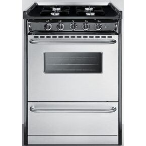 Summit Appliance TNM6107BRW 24" Wide Slide-in Style Gas Range in Stainless Steel with Open Burners, Oven Window, Adjustable Oven Racks, Porcelain Construction and Electronic Ignition in Saudi Arabia