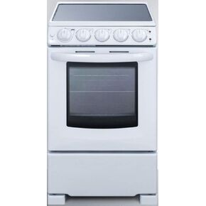 Summit REX2051WRT 20"" Freestanding Electric Range with 4 Elements 2.3 cu. ft. Oven Capacity Smooth Ceramic Glass Top ADA Compliant Hot Surface Indicator in White in Saudi Arabia