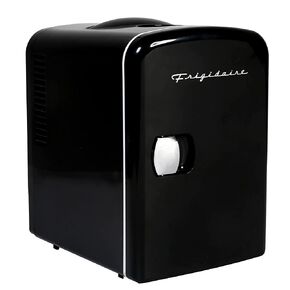 Frigidaire Mini Portable Compact Personal Fridge Cooler, 4 Liter Capacity Chills Six 12 oz Cans, 100% Freon-Free & Eco Friendly, Includes Plugs for Home Outlet & 12V Car Charger – Black
