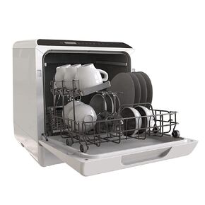 سطح طاولة غسالة أطباق محمول، 5 برامج غسيل غسالة أطباق صغيرة مع خزان مياه مدمج سعة 5 لتر، رعاية الطفل، وظيفة التجفيف بالهواء وغسيل الفاكهة للشقق الصغيرة، مساكن الطلبة، RVs - أبيض in Kuwait