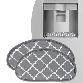 FETTORLER ثلاجة المياه بالتنقيط، حصيرة شبه دائرية مقاومة للرذاذ من أجل Ge، Whirlpool، Samsung Fridge Ice & Water Dispenser Pan، 2 أحجام مختلفة منقوشة (7.4 × 3.9 بوصة + 8.2 × 3.7 بوصة) in Kuwait