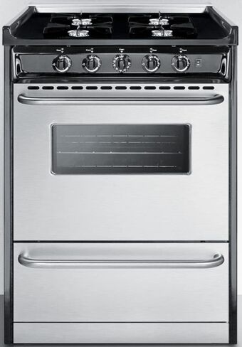 Summit Appliance TNM6107BRW 24" Wide Slide-in Style Gas Range in Stainless Steel with Open Burners, Oven Window, Adjustable Oven Racks, Porcelain Construction and Electronic Ignition in Saudi Arabia