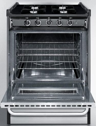 Summit Appliance TNM6107BRW 24" Wide Slide-in Style Gas Range in Stainless Steel with Open Burners, Oven Window, Adjustable Oven Racks, Porcelain Construction and Electronic Ignition in Saudi Arabia