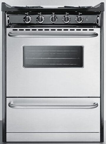 Summit Appliance TNM6107BRW 24" Wide Slide-in Style Gas Range in Stainless Steel with Open Burners, Oven Window, Adjustable Oven Racks, Porcelain Construction and Electronic Ignition in Saudi Arabia