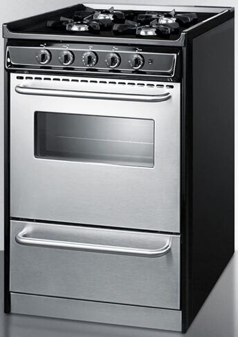 Summit Appliance TNM6107BRW 24" Wide Slide-in Style Gas Range in Stainless Steel with Open Burners, Oven Window, Adjustable Oven Racks, Porcelain Construction and Electronic Ignition in Saudi Arabia