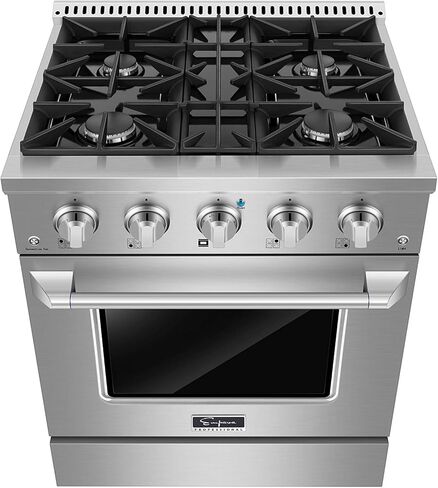 فرن غاز إمبافا 30 بوصة منزلق مع 4 شعلات محكمة الغلق عالية ومنخفضة للغاية - شبكات مستمرة شديدة التحمل من الفولاذ المقاوم للصدأ، 30 بوصة in Kuwait