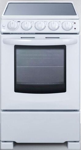 Summit REX2051WRT 20"" Freestanding Electric Range with 4 Elements 2.3 cu. ft. Oven Capacity Smooth Ceramic Glass Top ADA Compliant Hot Surface Indicator in White in Saudi Arabia