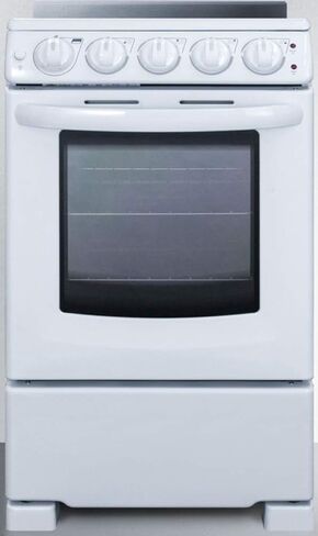 Summit REX2051WRT 20"" Freestanding Electric Range with 4 Elements 2.3 cu. ft. Oven Capacity Smooth Ceramic Glass Top ADA Compliant Hot Surface Indicator in White in Saudi Arabia