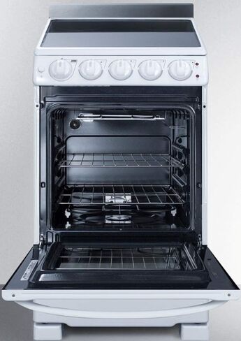 Summit REX2051WRT 20"" Freestanding Electric Range with 4 Elements 2.3 cu. ft. Oven Capacity Smooth Ceramic Glass Top ADA Compliant Hot Surface Indicator in White in Saudi Arabia
