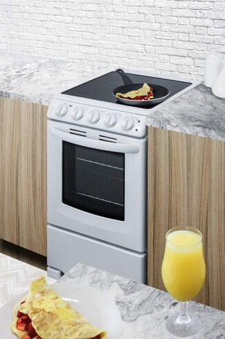 Summit REX2051WRT 20"" Freestanding Electric Range with 4 Elements 2.3 cu. ft. Oven Capacity Smooth Ceramic Glass Top ADA Compliant Hot Surface Indicator in White in Saudi Arabia