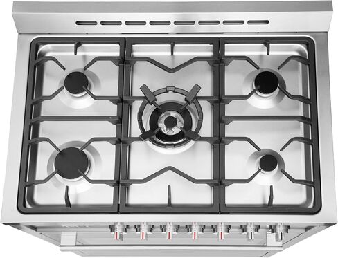 COSMO COS-965AGFC 36 in. Gas Rang, 3.8 cu. ft. Stainless Steel & COS-63190S Wall Mount Range Hood, Ducted Convertible Ductless (additional filters needed, not included), 36 inch, Stainless Steel in Saudi Arabia