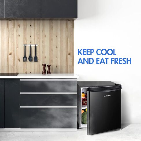 Upstreman 1.7 Cu.ft Mini Fridge with Freezer, Adjustable Thermostat, Energy Saving, Low Noise, Single Door Compact Refrigerator for Dorm, Office, Bedroom, Black-FR17 in Saudi Arabia