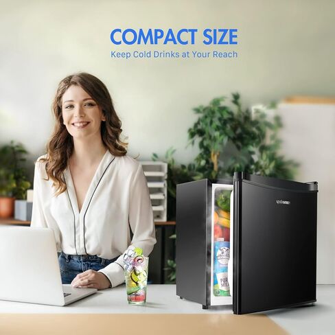 Upstreman 1.7 Cu.ft Mini Fridge with Freezer, Adjustable Thermostat, Energy Saving, Low Noise, Single Door Compact Refrigerator for Dorm, Office, Bedroom, Black-FR17 in Saudi Arabia